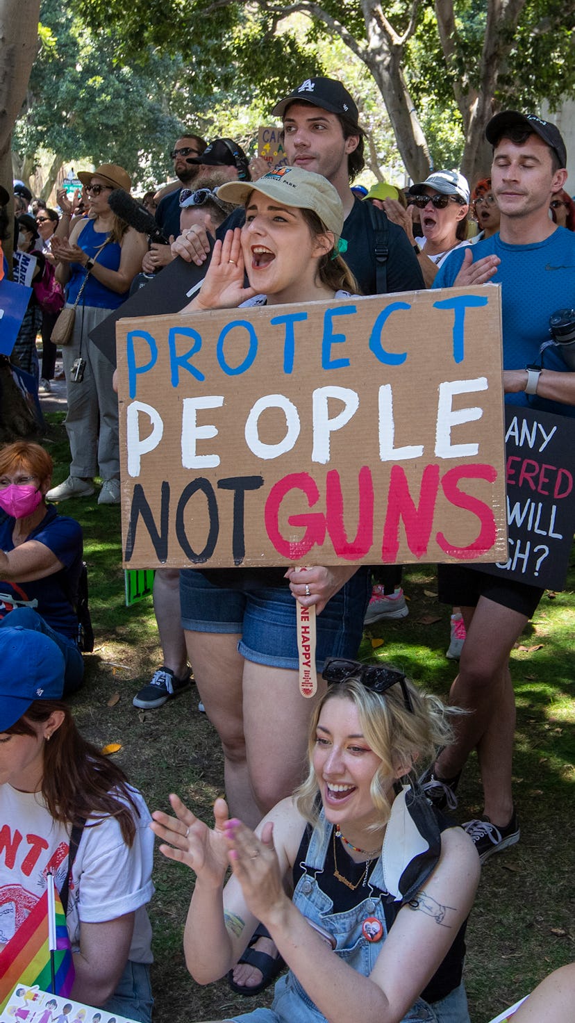 Los Angeles, CA - June 11: Hundreds of people participate in a rally during the March for our Lives ...