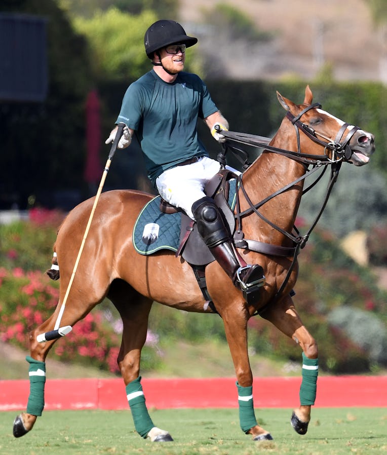 SANTA BARBARA, CA - JUNE 12: Prince Harry plays polo on June 12, 2022 in Santa Barbara, California. ...