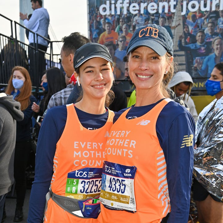 Grace Burns, left, and mother Christy Turlington, right, after the NYC Marathon. Turlington just sha...