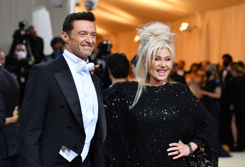 Australian actor Hugh Jackman and his wife Deborra-Lee Furness arrive for the 2022 Met Gala at the M...