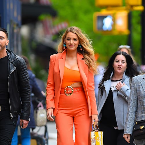 Blake lively orange pantsuit Lafayette 148 New York