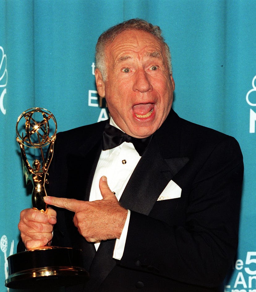 EGOT Mel Brooks points to his Emmy in 1998.