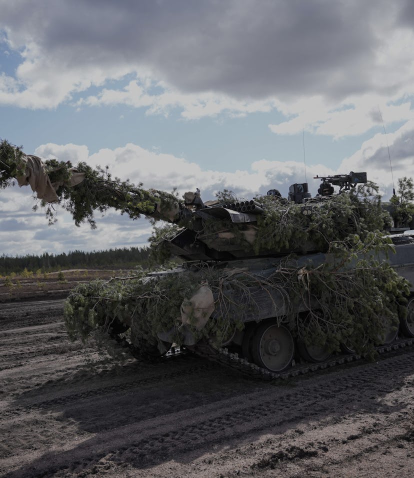 A tank takes part in the exercise Arrow 22 in Niinisalo, Finland on May 4, 2022. - Finland is hostin...