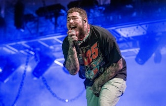 CHICAGO, ILLINOIS - JULY 31: Post Malone performs at the 30th Anniversary of Lollapalooza at Grant P...