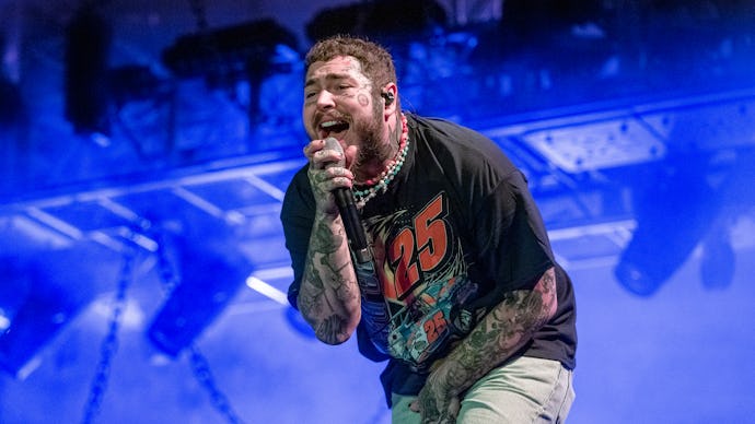 CHICAGO, ILLINOIS - JULY 31: Post Malone performs at the 30th Anniversary of Lollapalooza at Grant P...