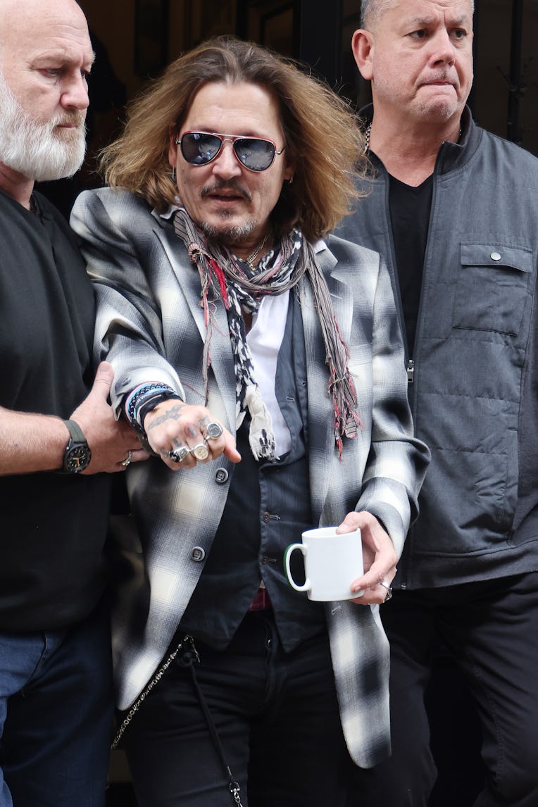 BIRMINGHAM, ENGLAND - JUNE 06: Johnny Depp seen leaving The Grand Hotel in Birmingham ahead of toni...
