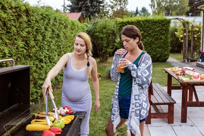 Pregnant woman grilling vegetables, is it safe to eat hot dogs during pregnancy