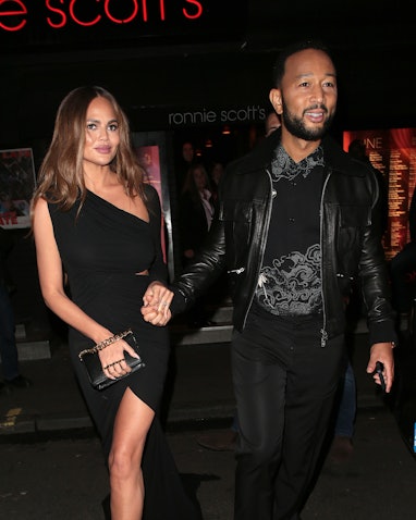 LONDON, ENGLAND - MAY 24: Chrissy Teigen and John Legend are seen leaving Ronnie Scott's Jazz Club a...