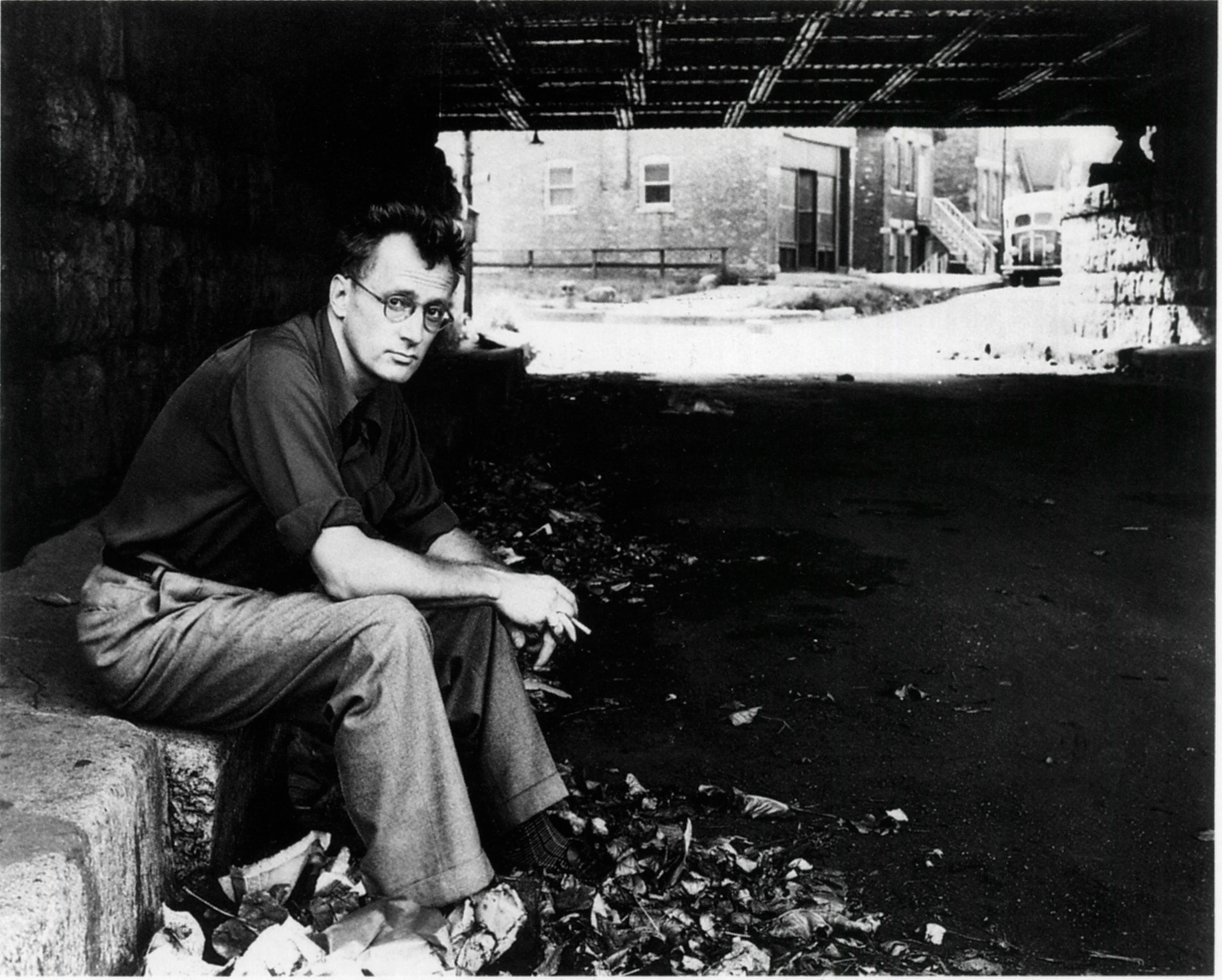 Nelson Algren (1909-81), American Writer, Portrait under Bridge, circa 1949. (Photo by: Universal Hi...