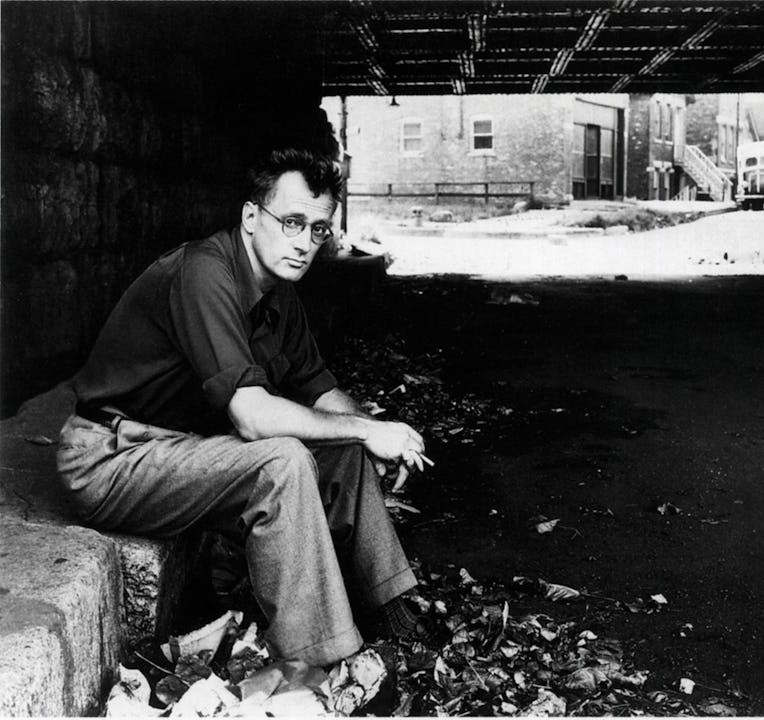 Nelson Algren (1909-81), American Writer, Portrait under Bridge, circa 1949. (Photo by: Universal Hi...