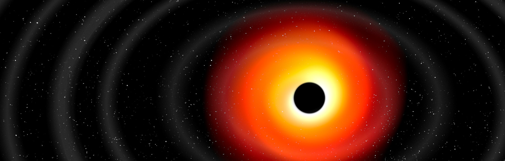 Gravitational waves from a black hole, illustration.