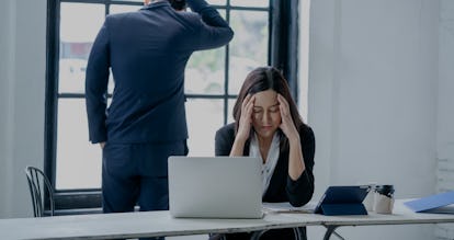 Stressed business woman with colleagues,Business,Teamwork,People and crisis concept.