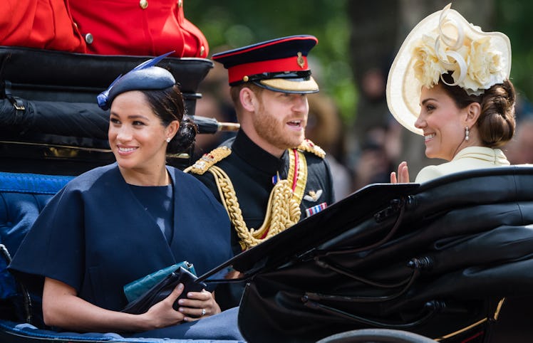 Prince Harry, Meghan Markle, and Kate Middleton at the Trooping of the Colour in 2019.