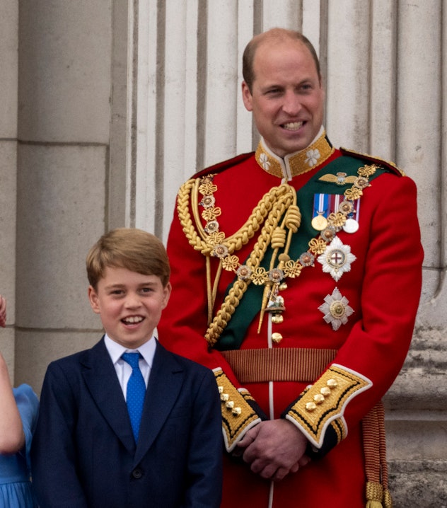 Prince William, Duke of Cambridge with Prince George of Cambridge during Trooping the Colour.