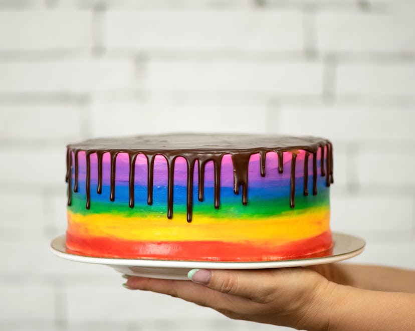 A rainbow cake to celebrate Pride.
