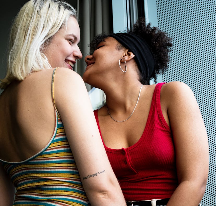 A lesbian couple exploring their sexuality
