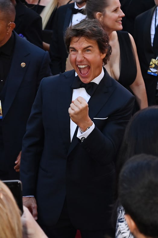 Tom Cruise attends the "Top Gun: Maverick" Royal Film Performance at Leicester Square on May 19, 202...