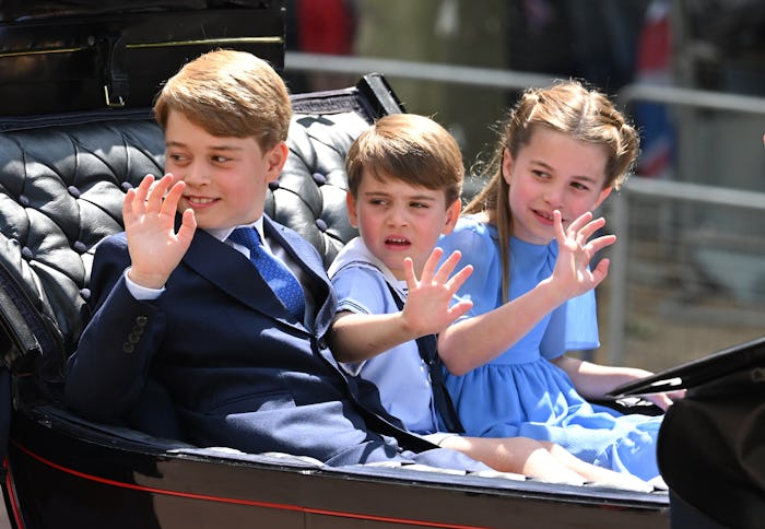 Prince George, Prince Louis, and Princess Charlotte in the carriage procession at Trooping the Colou...
