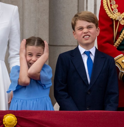 Princess Charlotte of Cambridge with Prince George of Cambridge during Trooping the Colour.
