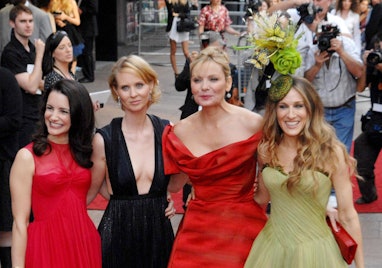 (left to right) Kristin Davis, Cynthia Nixon, Kim Cattrall and Sarah Jessica Parker arrive for the w...