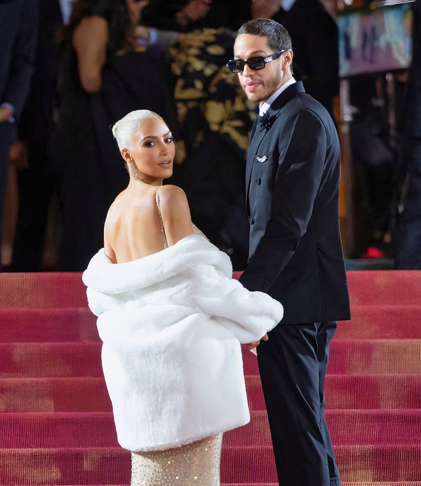 NEW YORK, NEW YORK - MAY 02: Kim Kardashian and Pete Davidson arrive to The 2022 Met Gala Celebratin...