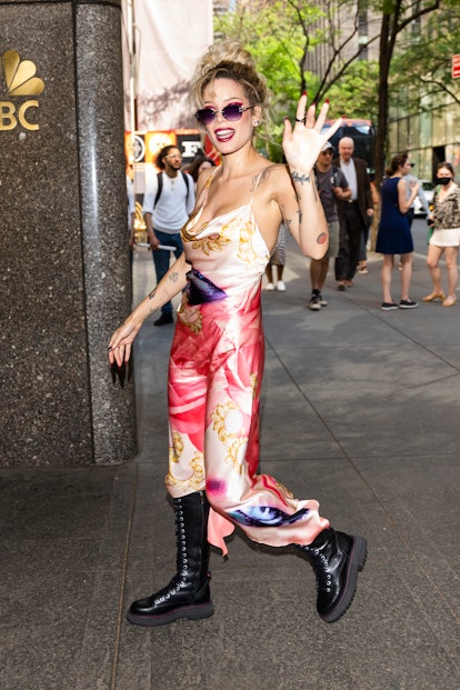 NEW YORK, NEW YORK - JUNE 13: Halsey is seen at Midtown on June 13, 2022 in New York City.  (Photo of...
