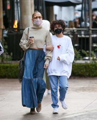 Jennifer Lopez and her child Emme Maribel Muniz are seen on January 15, 2022 in Los Angeles, Califor...