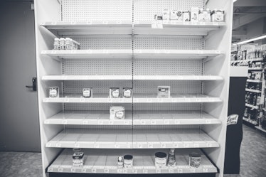 nearly empty shelves of baby formula at a store in downtown Washington, DC