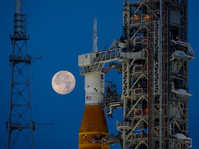 NASAs Artemis I Moon rocket sits at Launch Pad Complex 39B at Kennedy Space Center, in Cape Canavera...