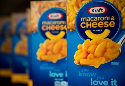 WITH AFP STORY: LIFESTYLE-US-FOOD-KRAFT-MACANDCHEESE
This photo illustration shows packs of Kraft's ...