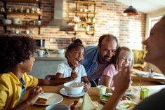 family eating breakfast, how to co-parent with a stepparent
