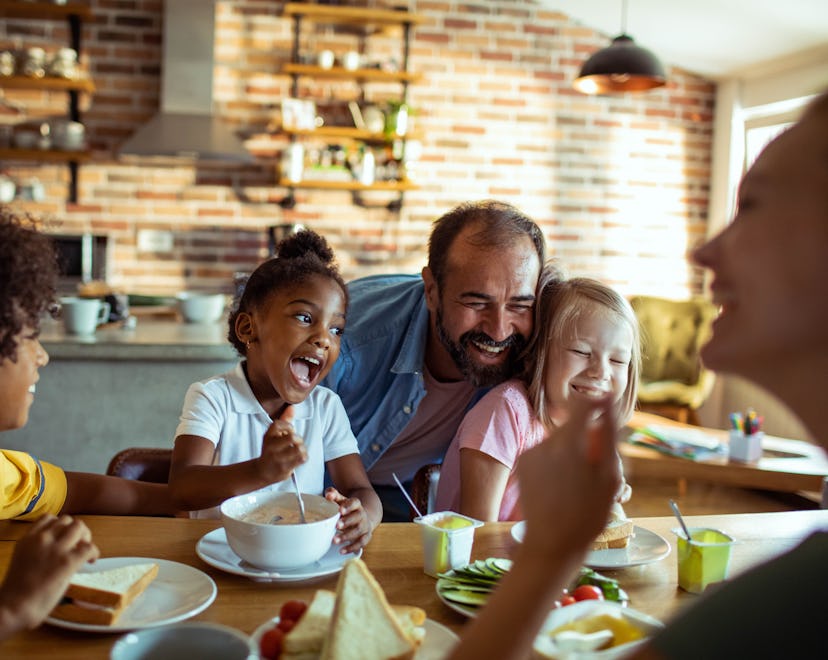 family eating breakfast, how to co-parent with a stepparent
