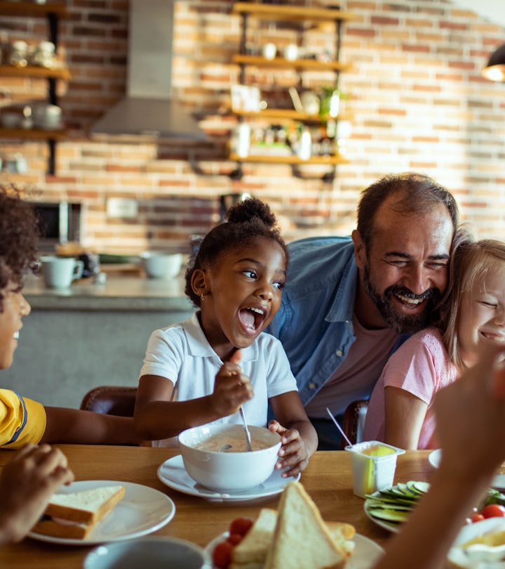 family eating breakfast, how to co-parent with a stepparent