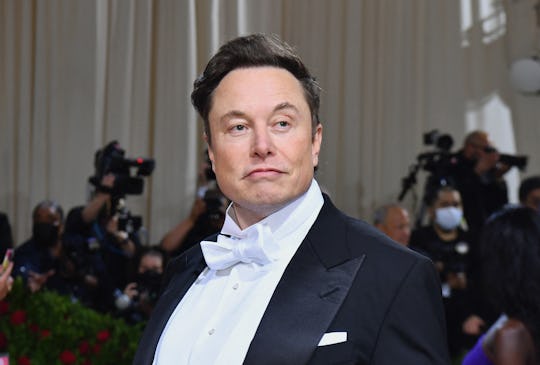 Elon Musk arrives for the 2022 Met Gala at the Metropolitan Museum of Art on May 2, 2022, in New Yor...