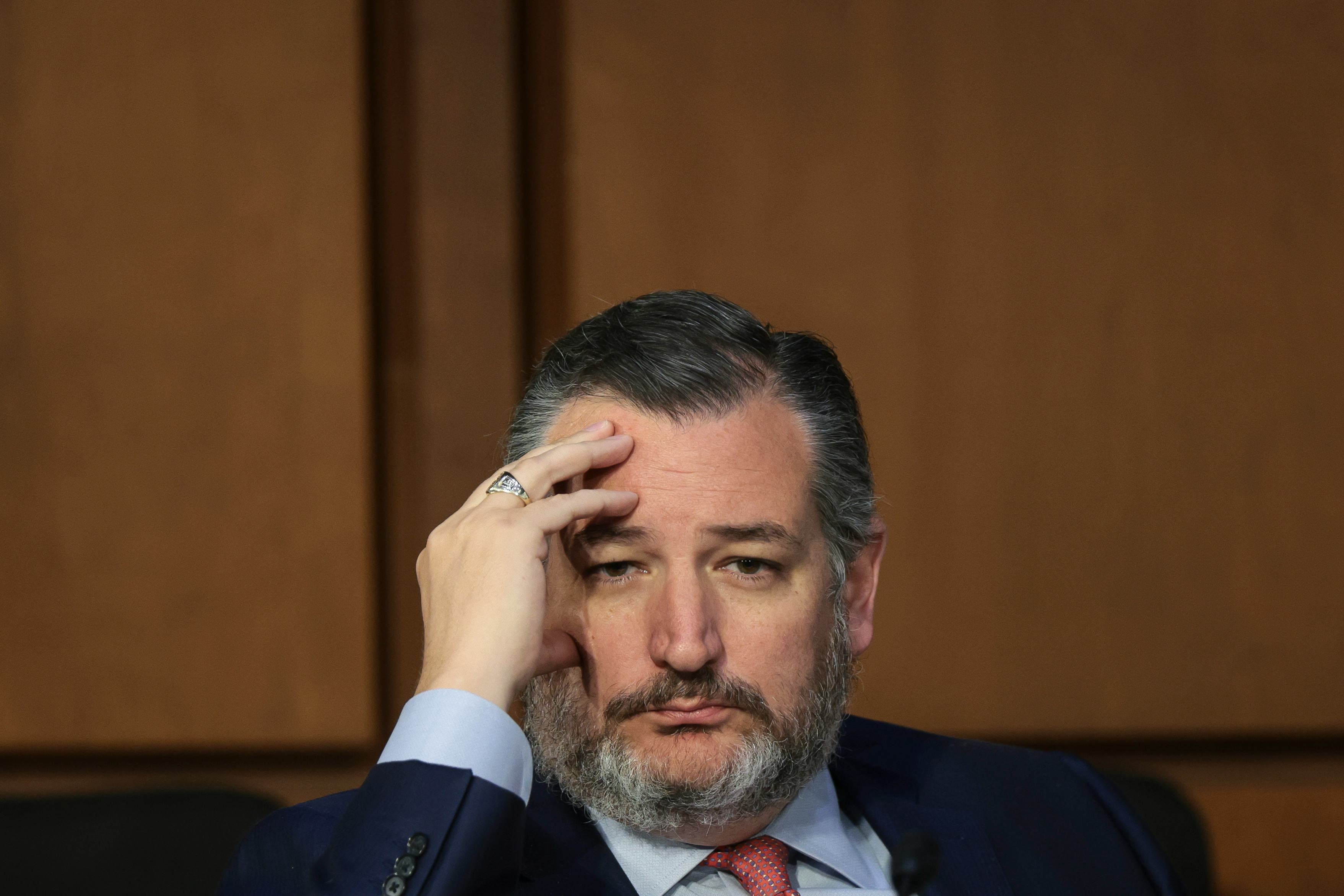 WASHINGTON, DC - APRIL 4: Sen. Ted Cruz (R-TX) listens during a Senate Judiciary Committee business ...
