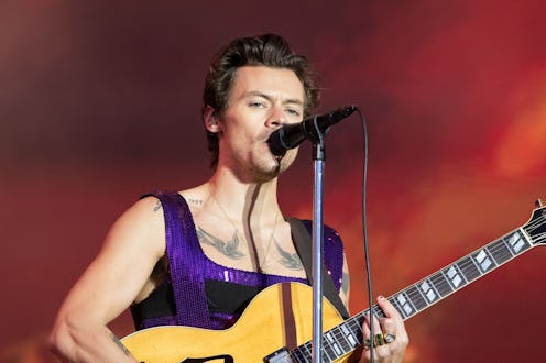 COVENTRY, ENGLAND - MAY 29: Harry Styles performs on the Main Stage at War Memorial Park on May 29,...