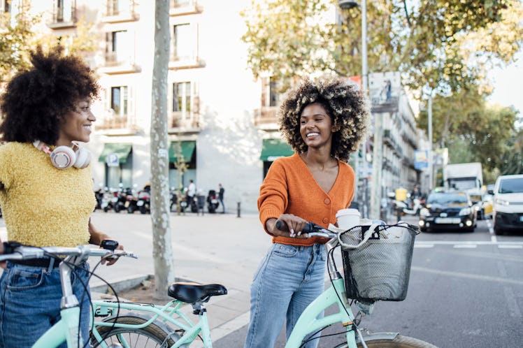 Two friends use cycle quotes and bike ride captions for Instagram.