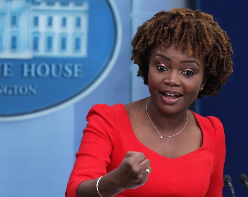 WASHINGTON, DC - JUNE 16: White House Press Secretary Karine Jean-Pierre speaks during a White House...