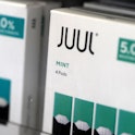 SAN RAFAEL, CALIFORNIA - NOVEMBER 07:  Packages of Juul mint flavored e-cigarettes are displayed at ...