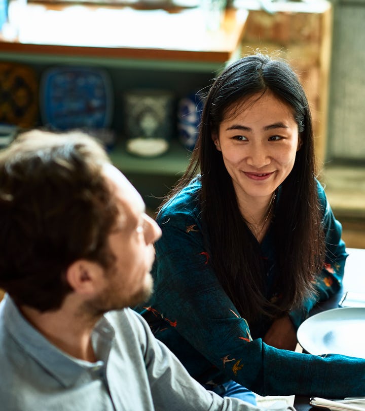 couple talking at dinner table, how to ask for support from your partner