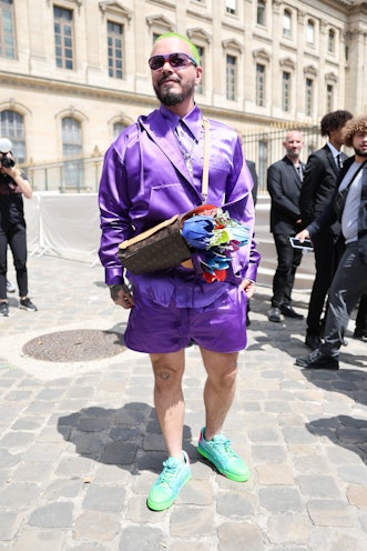 PARIS, FRANCE - JUNE 23: J Balvin attends the Louis Vuitton Menswear Spring Summer 2023 show as part...