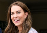 CAMBRIDGE, ENGLAND - JUNE 23: Kate, the Duchess of Cambridge smiles during a visit to housing charit...