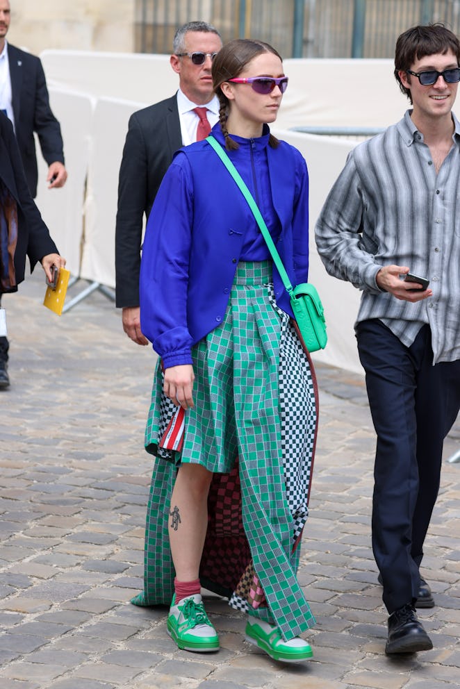 PARIS, FRANCE - JUNE 23: Ella Emhoff and Sam Hine attend the Louis Vuitton Menswear Spring Summer 20...