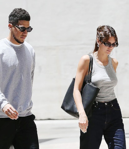 LOS ANGELES CA - MAY 24:  Kendall Jenner and Devin Booker are seen out and about May 24, 2022 in Los...