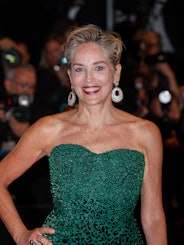 Sharon Stone opens up about her experience with miscarriage. Here, she attends the screening of "Cri...