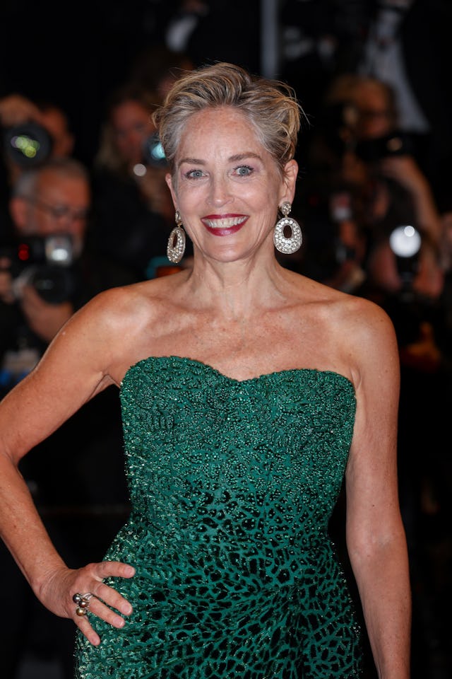 Sharon Stone opens up about her experience with miscarriage. Here, she attends the screening of "Cri...