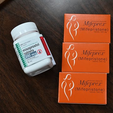 Mifepristone (Mifeprex) and Misoprostol, the two drugs used in a medication abortion, are seen at th...