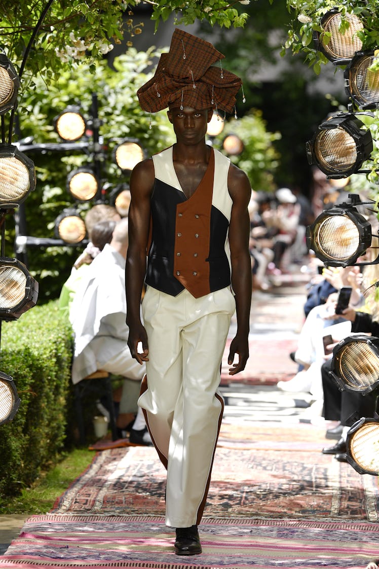 A model walks the runway during the Ahluwalia Ready to Wear Spring /Summer 2023 Men fashion show 