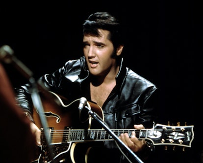 Elvis Presley performing live. 