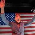 WOODBRIDGE, VA - JUNE 21: Yesli Vega celebrates her Republican primary win for the 7th Congressional...